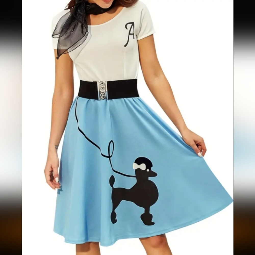 🐎NEW! 1950's Poodle Skirt/Dress Full Costume L